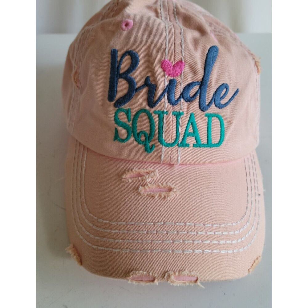 KBethos Baseball Cap Distressed Pink Hat Bride Squad Adjustable NWT